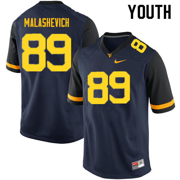 Youth #89 Graeson Malashevich West Virginia Mountaineers College Football Jerseys Sale-Navy - Click Image to Close